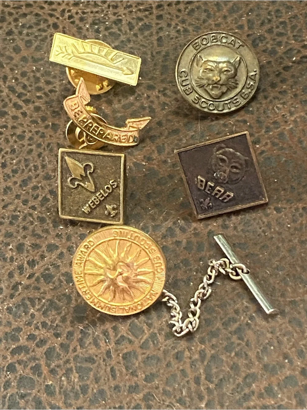 7 Vintage Boy and Cub Scouts of America Award lapel pins with clutch backs